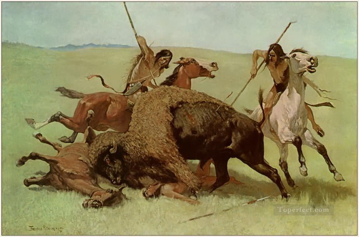 Los indios La caza del búfalo 1890 Pintura al óleo